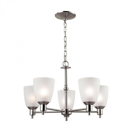 Thomas Jackson 5-Light Chandelier in Brushed Nickel with White Glass 1305CH/20